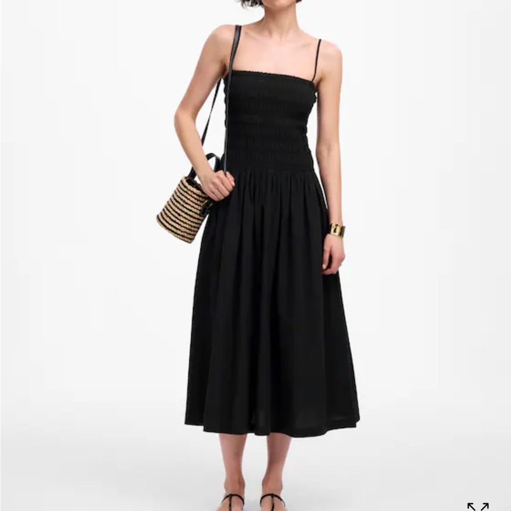 Madewell black smocked maxi dress